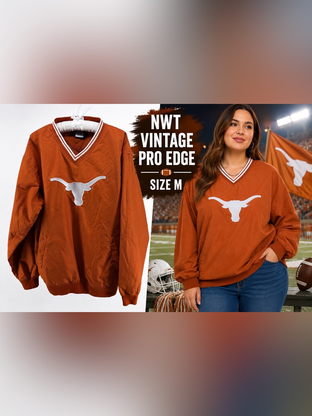 Knights Apparel Pro Edge UT Texas Longhorns Windbreaker Size M Vintage NWT